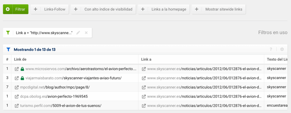 Skyscanner links list es
