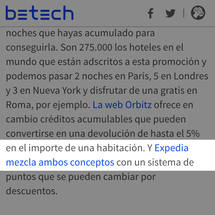 Link a Expedia en el artículo “Cómo ahorrar dinero al reservar un hotel” de as.com 