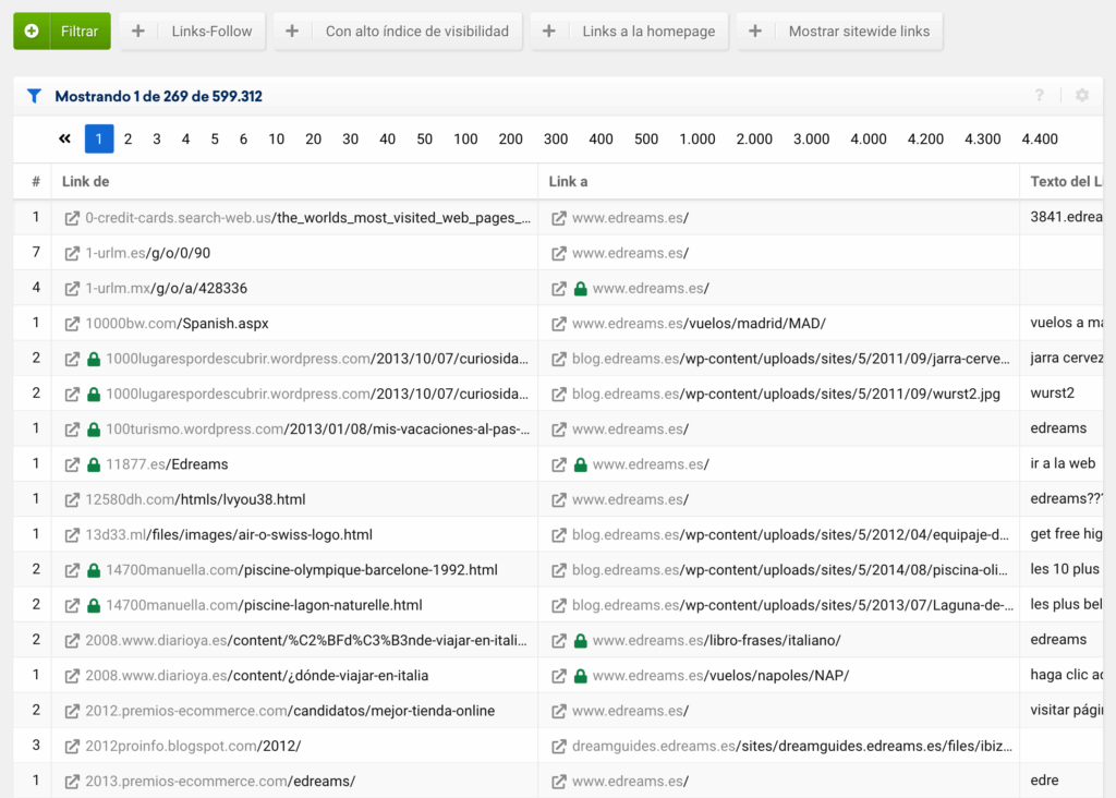 Edreams links list es