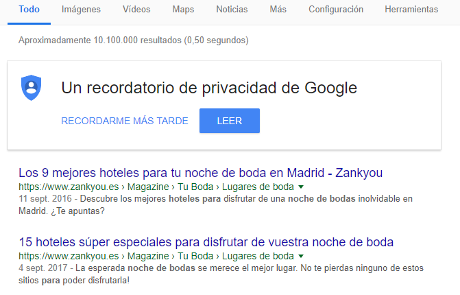 Primera y segunda posición seo