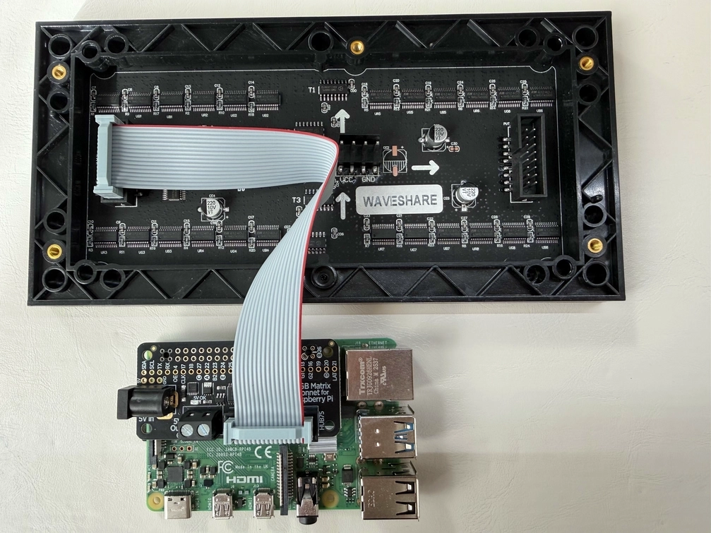 Conecta cable flat waveshare to matrix bonnet